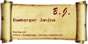 Bamberger Janina névjegykártya
